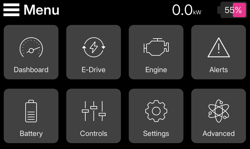 Touchscreen menu